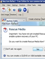 Rescue CD (bootolható lemez) készítése Macrium Reflect programhoz.